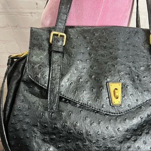 MARC By MARC JACOBS Ostrich Ozzie Aurora Satchel Tote Black EUC - Picture 2 of 13